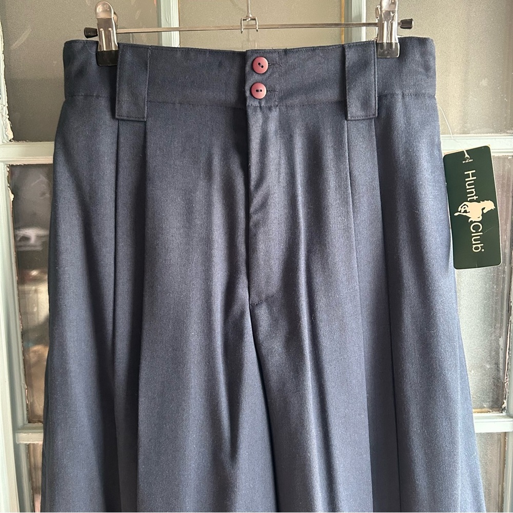 NWT Vintage Pleated Wide Leg Midi Palazzo Pant Trouser Skirt Hunt Club Navy 12 - Picture 6 of 10